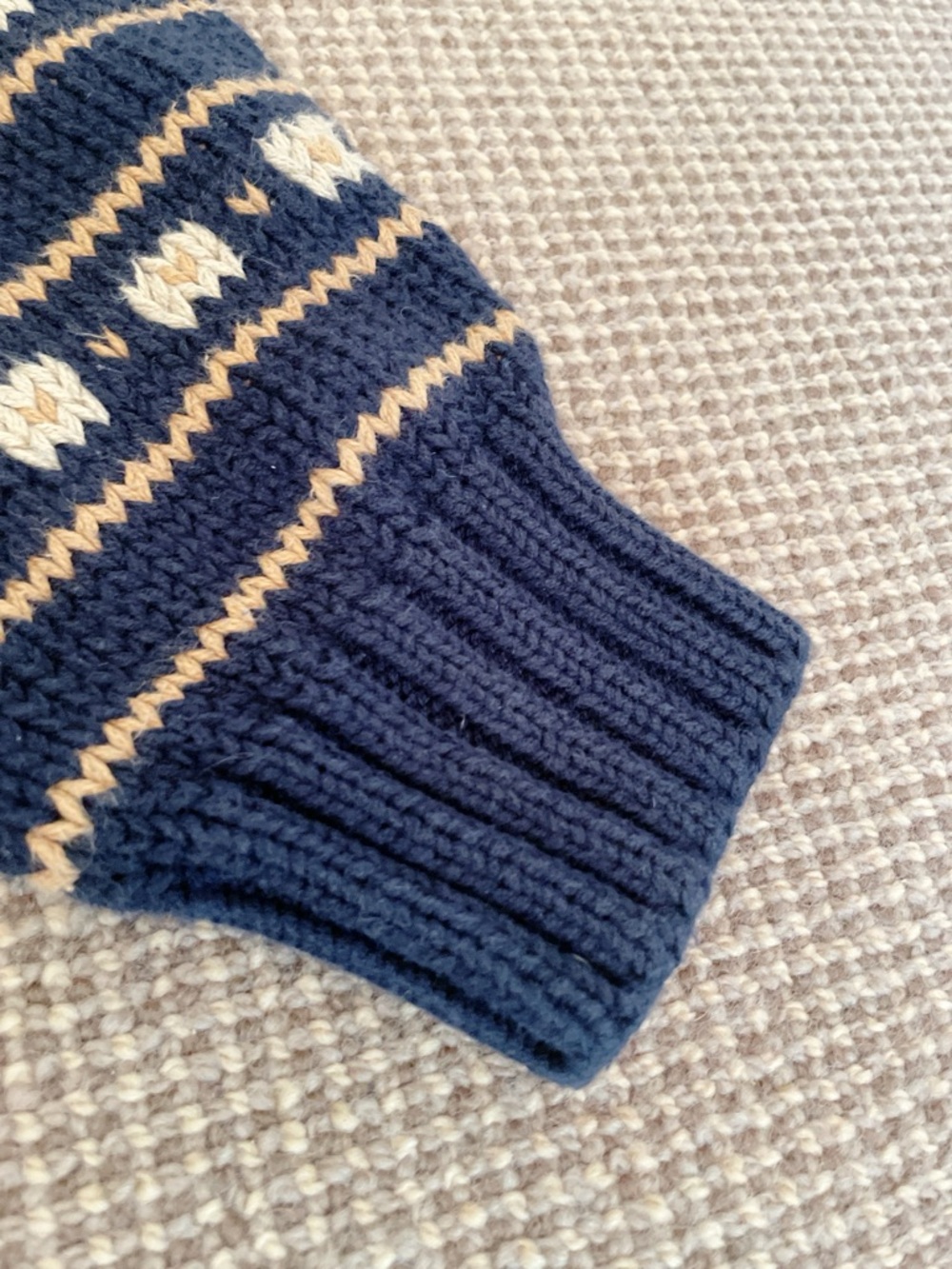 Vintage Eddie Bauer Men’s Fair Isle Nordic Cotton Sweater Navy Cream Size Medium - Picture 3 of 9